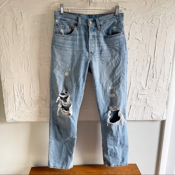 LEVI'S 501 Original Cropped Patched Jeans - Picture 5 of 11